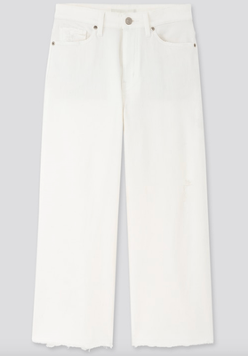 Широкие белые джинсы с высокой посадкой Uniqlo 4782 фото