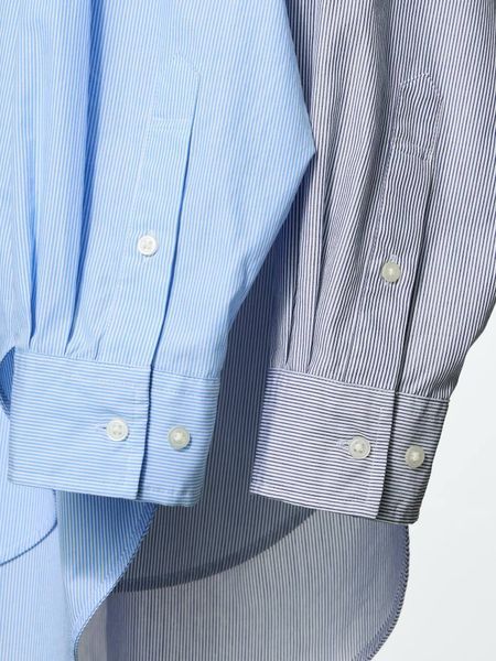 Рубашка Uniqlo синяя в полоску Cotton Oversized Shirt 8177 фото