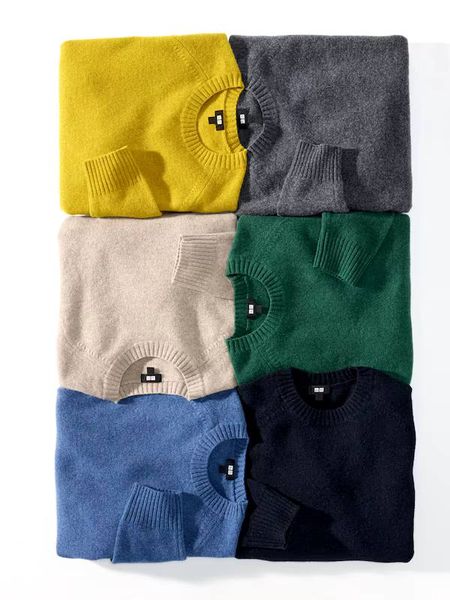 Свитер Uniqlo желтый Lambswool Crew Neck Jumper  6905 фото