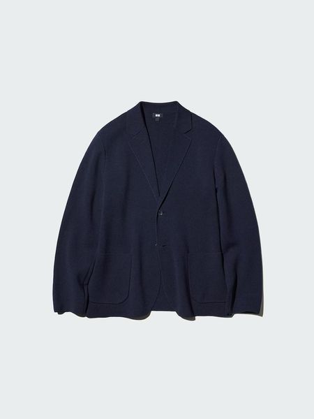Жакет Uniqlo темно-синий Milano Ribbed Jacket 85471 фото