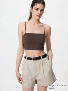 Топ Uniqlo коричневий Ribbed Bandeau Wireless Bra 8294 фото