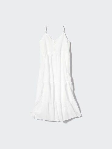Платье Uniqlo белое Crinkle Cotton Camisole Dress  7358 фото