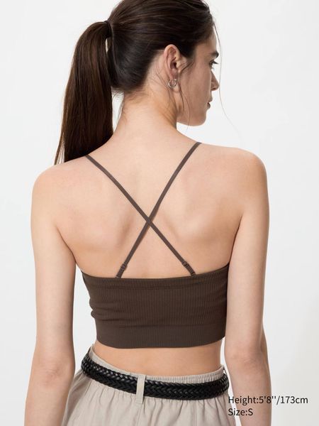 Топ Uniqlo коричневий Ribbed Bandeau Wireless Bra 8294 фото