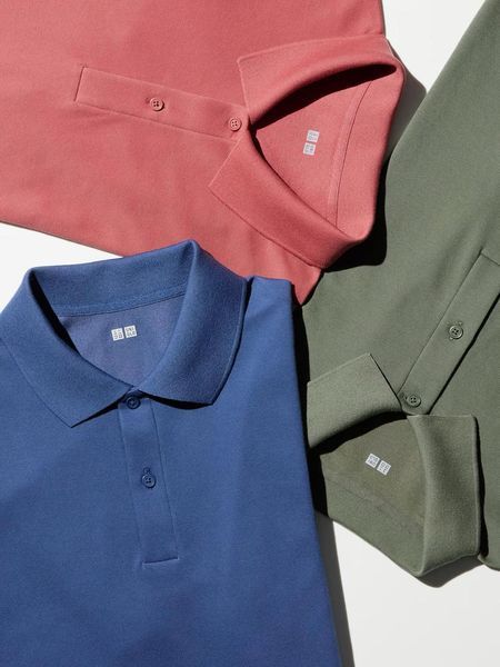 Футболка-поло Uniqlo синяя AIRism Cotton Piqu&eacute; Polo Shirt  79231 фото