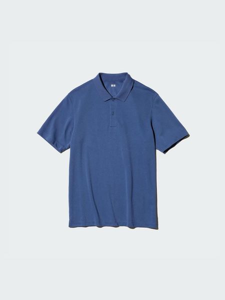 Футболка-поло Uniqlo синяя AIRism Cotton Piqu&eacute; Polo Shirt  79231 фото