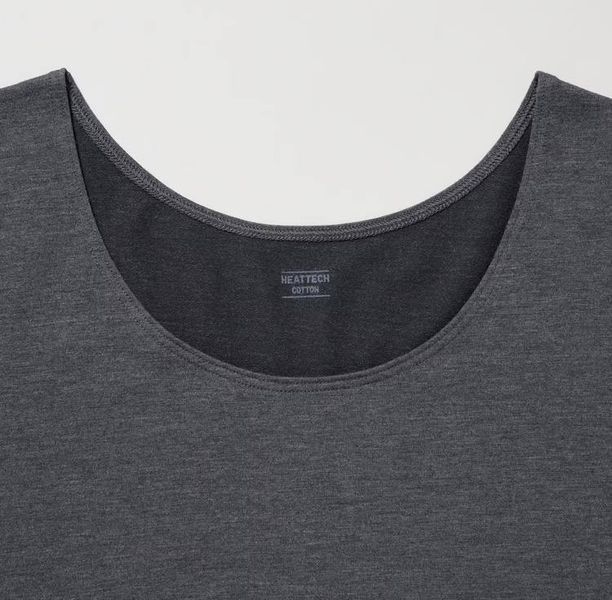 Лонгслив Uniqlo бежевый из серии HEATTECH Cotton Scoop Neck L/S T-shirt (Extra Warm) 7545 фото